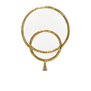 METAL/MÁRMOL, ACENTO DE DOBLE ANILLO DE 21´´ H, ORO