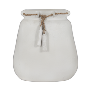 ECOMIX, JARRÓN DE 16´´ H CON DETALLE DE YUTE, BLANCO