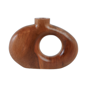 JARRÓN DE MADERA CORTADA DE 10X7´´ , NATURAL