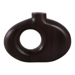 JARRÓN DE MADERA CORTADA DE 10X7´´ , MARRÓN OSCURO