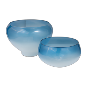 VIDRIO, S/2 10/14´´ TAZONES DECORATIVOS, AZUL