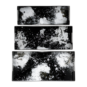 METAL, S/3 18/22/25´´ BANDEJAS RECTANGULARES, NEGRO/WHIT