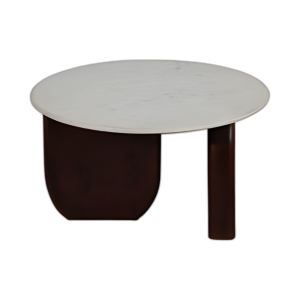 MÁRMOL/MADERA, 30´´ DX17´´ H ROUND CFFEE TBL, WLNT/WHT KD