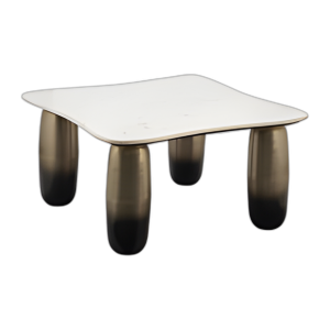 MESA DE CAFÉ DE MÁRMOL/METAL, 30´´ DX16´´ H, WHT/GLD