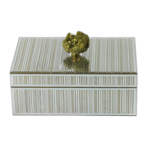 GLASS, JOYERO DE 8X5´´ , TAPA DE PIEDRA, ORO