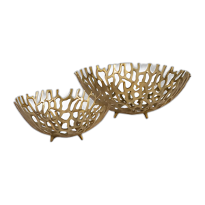 METAL, S/2 14/16´´ BANDEJAS DE RECORTE, ORO