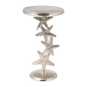 METAL, 14´´ D/25´´ H, MESA LATERAL DE ESTRELLA DE MAR PLATEADA, KD