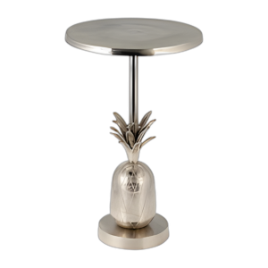 METAL, 15´´ D/24´´ H, MESA LATERAL DE PIÑA PLATEADA, KD