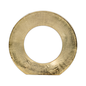 METAL, 11´´ H, JARRÓN DE CORTE ABIERTO REDONDO, ORO