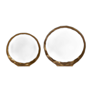 METAL, S/2, 14/16´´ ANILLOS DECORATIVOS DE MARTILLO, ORO