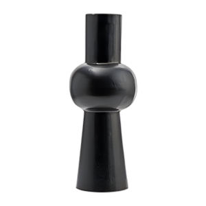 METAL, 15´´ H, JARRÓN ELIPSOIDE MEDIO, NEGRO
