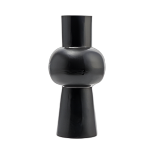 METAL, JARRÓN DE ELIPSOIDES DE 12´´ H, MEDIO ELIPSOIDE, NEGRO