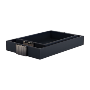 S/2 14/18´´ L, BANDEJAS DE CUERO DE MADERA, AZUL/OMBRE