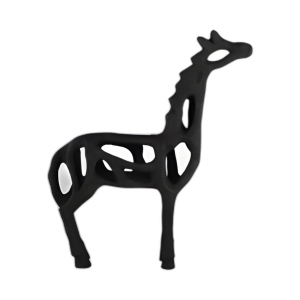 METAL, 13´´ H, ESCULTURA DE ILUSIÓN DE JIRAFA, NEGRO