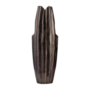 METAL, 24´´ H, JARRÓN RIDGED ABSTRACT, NÍQUEL BLK