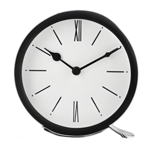 METAL, 7´´ H, RELOJ DE MESA SINCERO, BLANCO/NEGRO