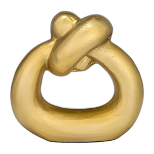 METAL, 11´´ H, ESCULTURA DE ANILLO DE NUDO ANCHO, ORO