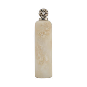 VIDRIO, JARRÓN DE 18´´ CON TAPA DEL MOLINILLO, MARFIL/ BEIGE