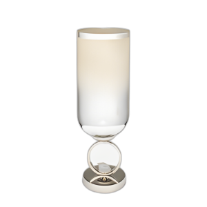 VIDRIO, JARRÓN DE 17´´ CON ACENTO DE PIEDRA BASE DE METAL, PERLA