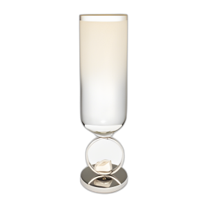 VIDRIO, JARRÓN DE 21´´ CON ACENTO DE PIEDRA BASE DE METAL, PERLA