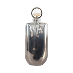 VIDRIO, BOTELLA METÁLICA DE 16´´ CON TAPA DE PIEDRA, PLATA