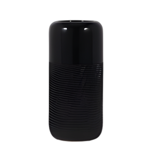 CER, JARRÓN RANURADO DE 12´´ H, NEGRO