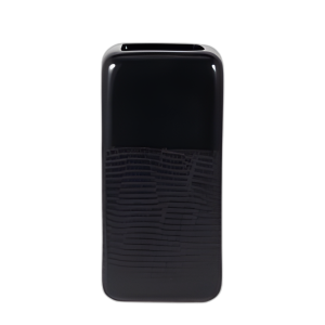 CER, JARRÓN ACANALADO CUADRADO DE 12´´ , NEGRO