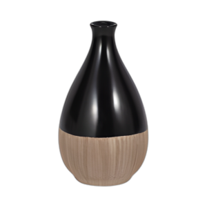 CER, JARRÓN DE LÁGRIMAS DE 2 TONOS DE 7´´ H, CREMA/BLK