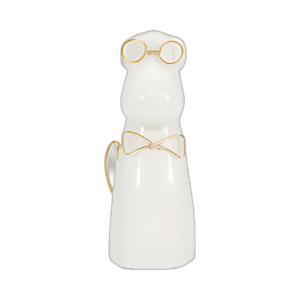 CER 7´´ H, CACHORRO CON GAFAS DORADAS Y BOWTIE, WHT