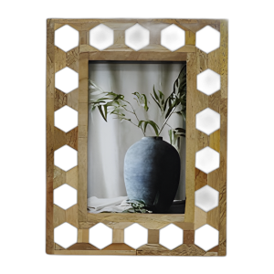 MADERA/RESINA, MARCO HEXÁGONO 4X6, BLANCO