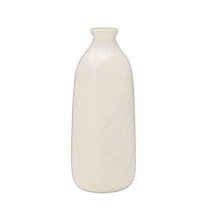 CER, JARRÓN TEXTURIZADO A CUADROS DE 16´´ , BEIGE