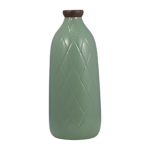 CER, JARRÓN TEXTURIZADO A CUADROS DE 16´´ , SALVIA OSCURA