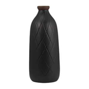 CER, JARRÓN TEXTURIZADO A CUADROS DE 16´´ , NEGRO