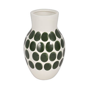 CER, JARRÓN DE FLORES POLK-A-DOT DE 10´´ CER, WHT