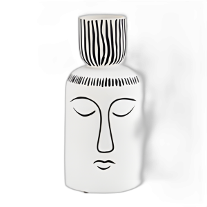 CER, 11´´ H SLEEPING MAN FLOWER FLORERO, WHT/BLK