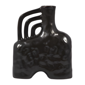 CER, JARRÓN DE TRIPLE METÁLICO DE 12´´ , NEGRO