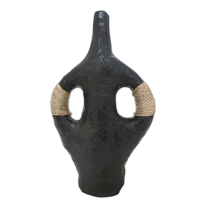 TERRACOTTA 14´´ H, DOBLE MANGO CON JARRÓN DE HILO, BLK