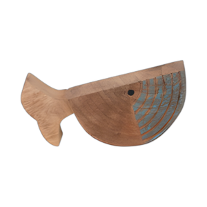 MANGO MADERA DE 10´´ , TRONCO DE PESCADO, MARRÓN/AZUL