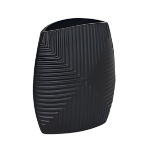 METAL, JARRÓN ACANALADO DE 10´´ H, NEGRO MATE