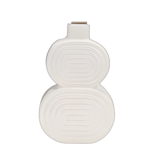 CER, JARRÓN DE CÍRCULOS APILADOS DE 10´´ , BLANCO