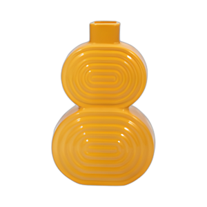 CER, JARRÓN DE CÍRCULOS APILADOS DE 10´´ , ORO MOSTAZA
