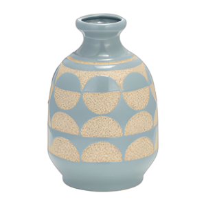 CER, JARRÓN DE MEDIAS CÍRCULOS DE 10´´ H, CAMEO AZUL