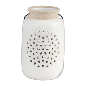 CER, LINTERNA CORTADA DE FLORES DE 9´´ H, MARFIL