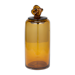 GLASS, FRASCO DE 12´´ CON TAPA DE NUDO ÁMBAR OSCURO