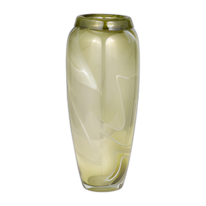 VIDRIO, JARRÓN DE 14´´ GARRERA DE REMOLINO VERDE