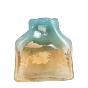 VIDRIO, JARRÓN VERDE AZULADO/ALBARICOQUE