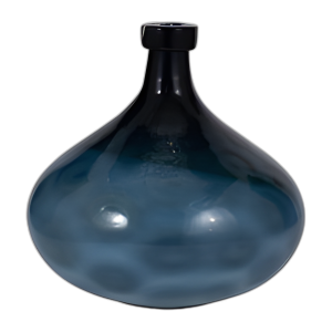 VIDRIO, JARRÓN DE HOYUELOS DE 13´´ AZUL