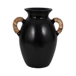 TERRACOTTA, JARRÓN DE 12´´ H OÍDO, NEGRO