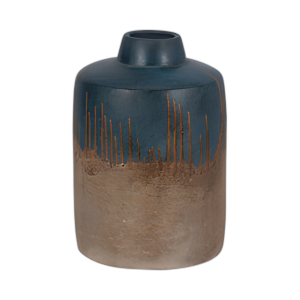 TERRACOTTA, JARRÓN DE 2 TONOS DE 12´´ H, AZUL/MARFIL