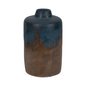 TERRACOTTA, JARRÓN DE 2 TONOS DE 14´´ H, AZUL/MARFIL